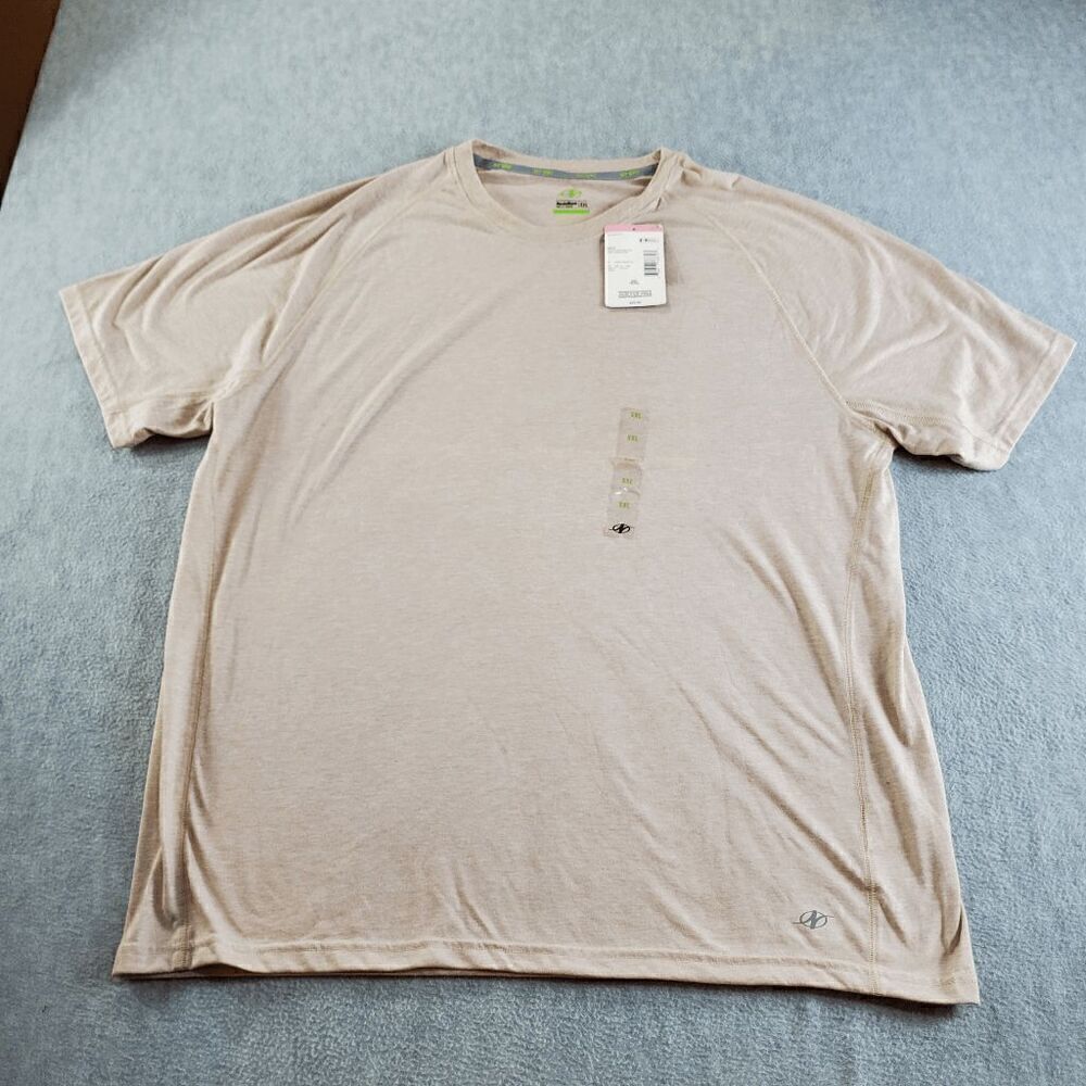 NordicTrack Shirt Mens 2XL Tan Raglan Heather Short Sleeve Logo Crew Neck Tee